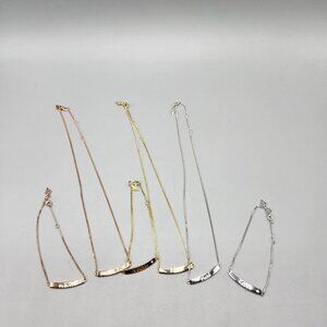Sterling Silver Curved Bar Necklace and Bracelet Set Stamped Words Faith Believe
